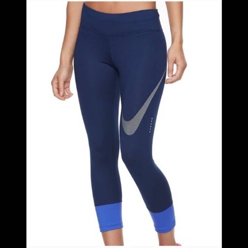 Nike Women's Power‎ Essential Running Crop Tights Blue Size XS